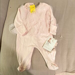 Biscotti Light Pink Tulle Baby Footie One-Piece